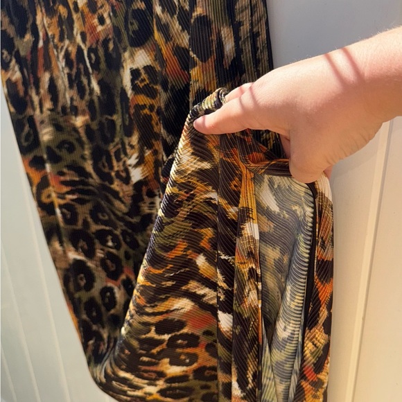 DKNY Multicolor Leopard Print Maxi Silky Skirt with Side Slit Size Large - Picture 6 of 7